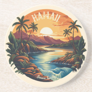 Vintage Hawaii Tropischer Strand Reise Getränkeuntersetzer