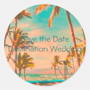 Vintage Hawaiian Beach Szene Runder Aufkleber