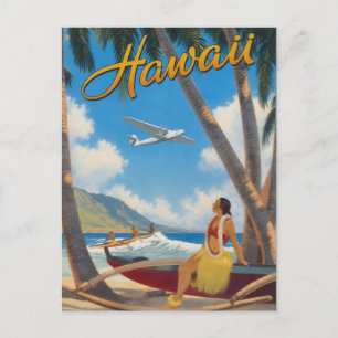 Vintage Hawaiian Hula Mädchen Aloha Flucht Paradie Feiertagspostkarte