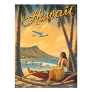 Vintage Hawaiian Hula Mädchen Aloha Flucht Paradie Fotodruck