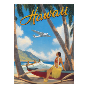 Vintage Hawaiian Hula Mädchen Aloha Flucht Paradie Fotodruck