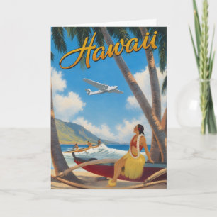 Vintage Hawaiian Hula Mädchen Aloha Flucht Paradie Karte