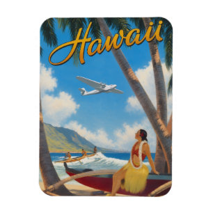 Vintage Hawaiian Hula Mädchen Aloha Flucht Paradie Magnet
