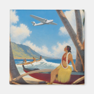 Vintage Hawaiian Hula Mädchen Aloha Flucht Paradie Magnet