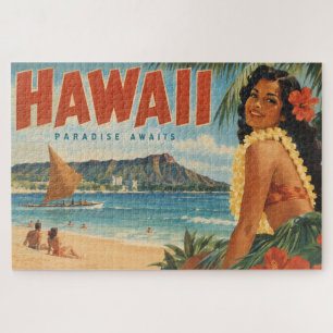 Vintage Hawaiian Hula Mädchen Aloha Flucht Paradie Puzzle