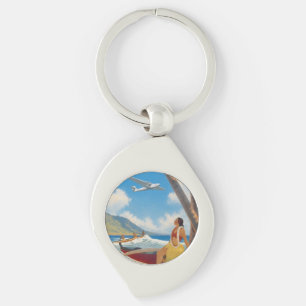 Vintage Hawaiian Hula Mädchen Aloha Flucht Paradie Schlüsselanhänger