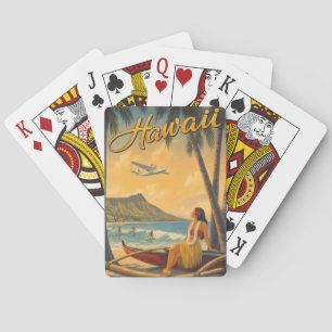 Vintage Hawaiian Hula Mädchen Aloha Flucht Paradie Spielkarten