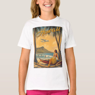 Vintage Hawaiian Hula Mädchen Aloha Flucht Paradie T-Shirt