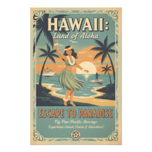 Vintage Hawaiian Land of Aloha Flucht ins Paradies Fotodruck