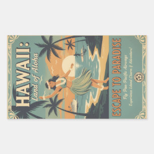Vintage Hawaiian Land of Aloha Flucht ins Paradies Rechteckiger Aufkleber