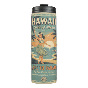 Vintage Hawaiian Land of Aloha Flucht ins Paradies Thermosbecher