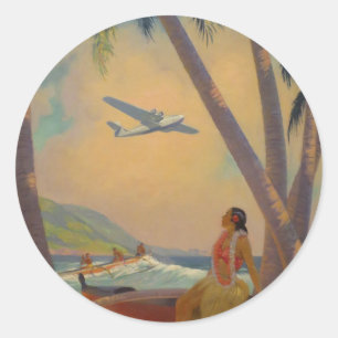 Vintage Hawaiian Reise - Hawaii Mädchen Tänzerin Runder Aufkleber
