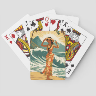 Vintage Hawaiian Reise Honolulu Mid-Pacific Spielkarten