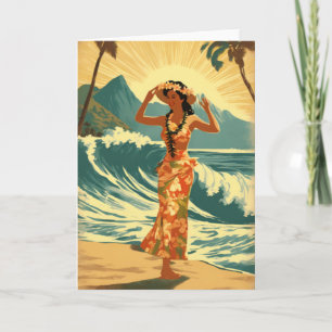 Vintage Hawaiian Travel Honolulu Mittel-Pazifik Karte