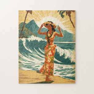 Vintage Hawaiian Travel Honolulu Mittel-Pazifik Puzzle