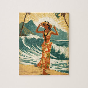 Vintage Hawaiian Travel Honolulu Mittel-Pazifik Puzzle