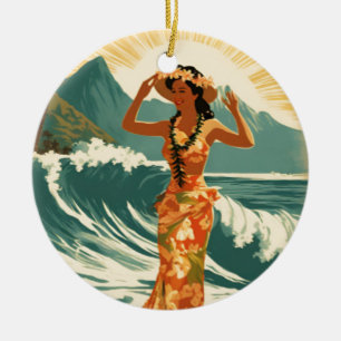 Vintage Hawaiian Travel Honolulu Mittelpazifik Keramik Ornament