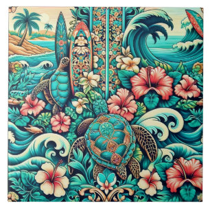 Vintage Hawaiianische Folklorekunst Tile 1 Fliese