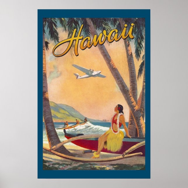Vintage Hawaiianische Inseln Reisen Aloha Pazifik Poster (Vorne)