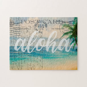 Vintage Hawaiianische Palmen Postkarte Puzzle