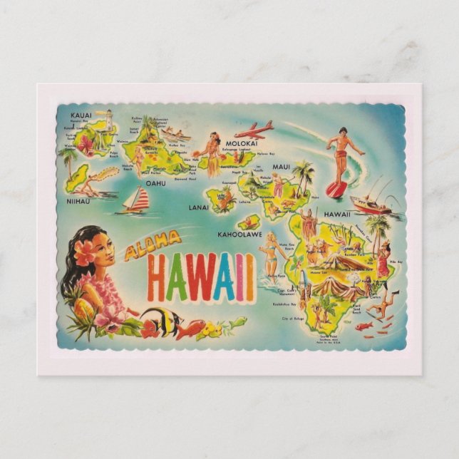 Vintage hawaiianische Postkarte (Vorderseite)