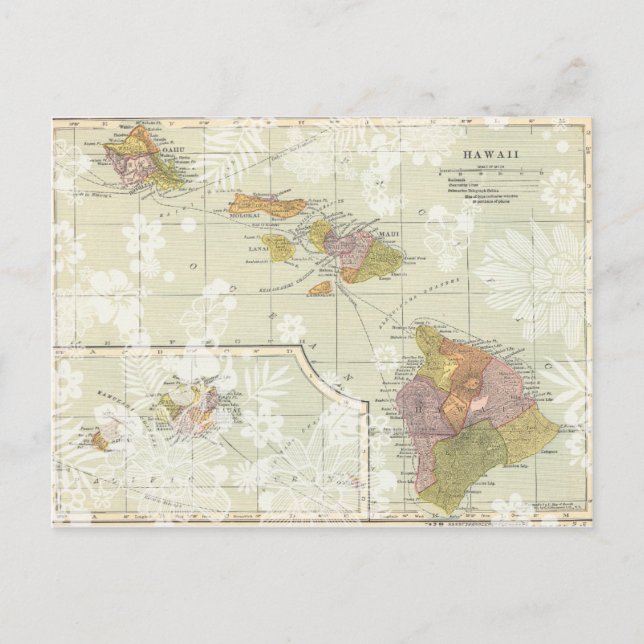 Vintage hawaiianische Postkarte Save the Date (Vorderseite)