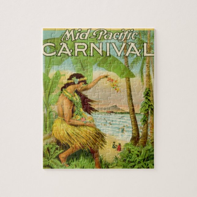 Vintage hawaiianische Reise Kunst-Illustration Puzzle (Vertikal)