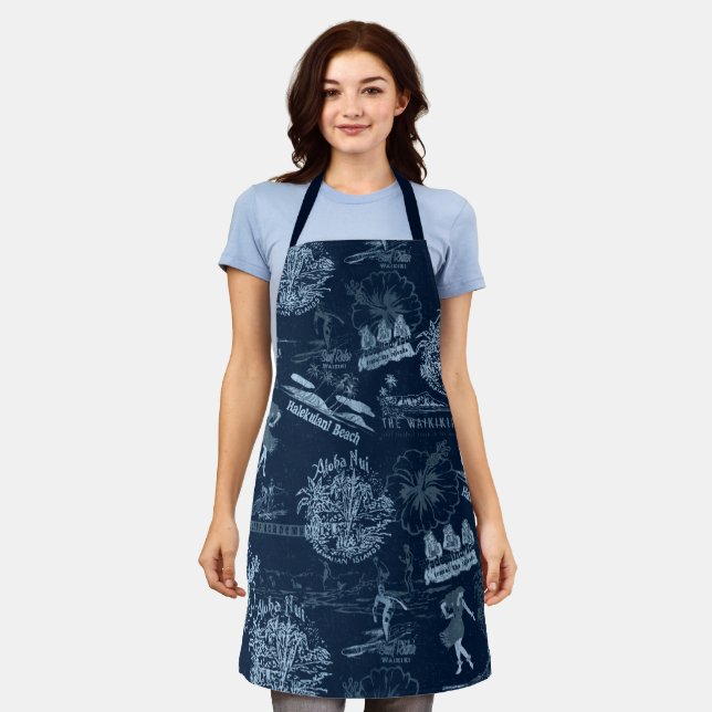 Vintage hawaiianische Reisebroschüre in der Blues  Schürze (Getragen)