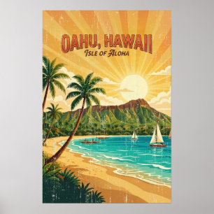 Vintage hawaiianische Reiseplakate - Oahu Poster