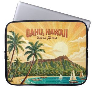 Vintage hawaiianische Reiseplakate - Oahu Wetsuit Laptopschutzhülle