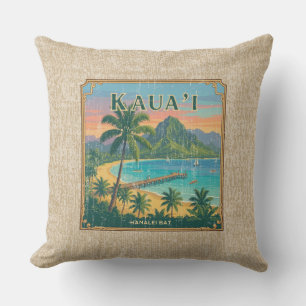 Vintage hawaiianische Reiseposter - Kauai Reversib Kissen