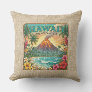 Vintage hawaiianische Reiseposter - Reversibel Kissen