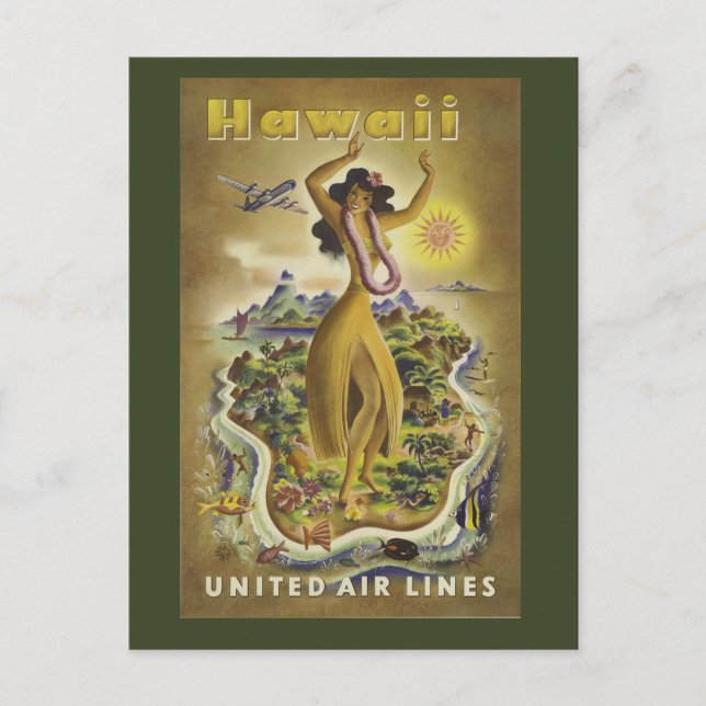 Vintage hawaiianische Reisepostkarte Postkarte (Vorderseite)