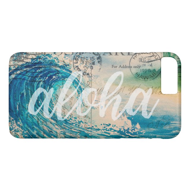 Vintage Hawaiianische Wave Postkarte Case-Mate iPhone Hülle (Rückseite (Horizontal))