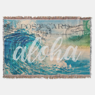 Vintage hawaiianische Wellen-Postkarte Decke
