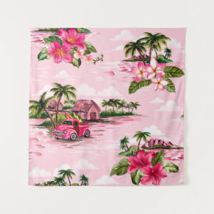 Vintage hawaiianisches Rindenstoffdesign von tropi Wandteppich