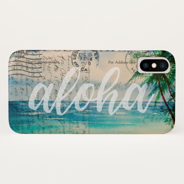 Vintage hawaiische Palme-Postkarte Case-Mate iPhone Hülle (Rückseite (Horizontal))