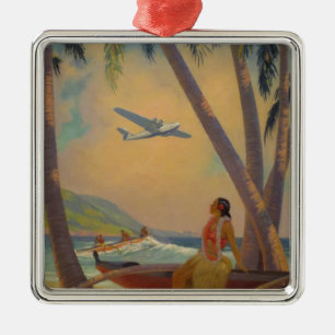 Vintage hawaiische Reise - Hawaii-Mädchen-Tänzer Ornament Aus Metall