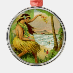 Vintage hawaiische Reise Silbernes Ornament