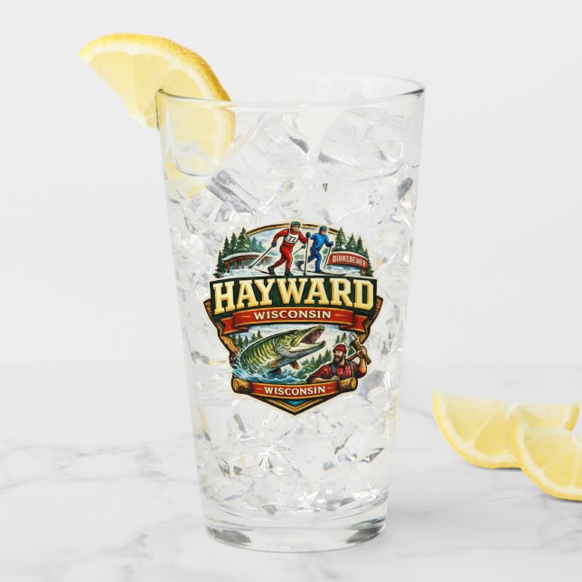 Vintage Hayward Wisconsin Birkebeiner Skilanglauf Glas (Vorderseite Ice)