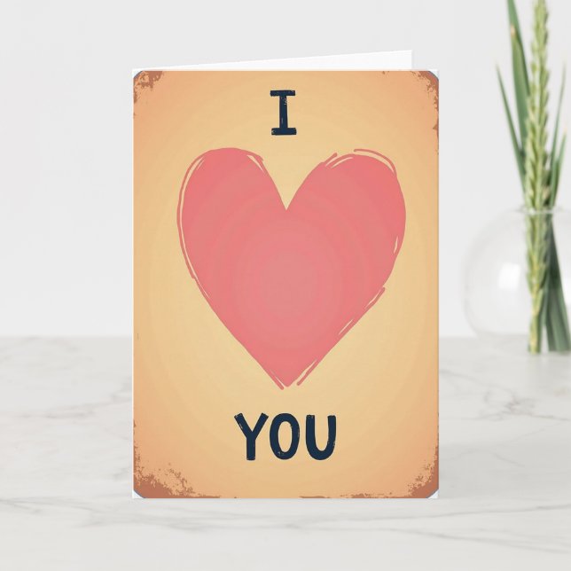 Vintage Heart I Love You Card Karte (Vorderseite)