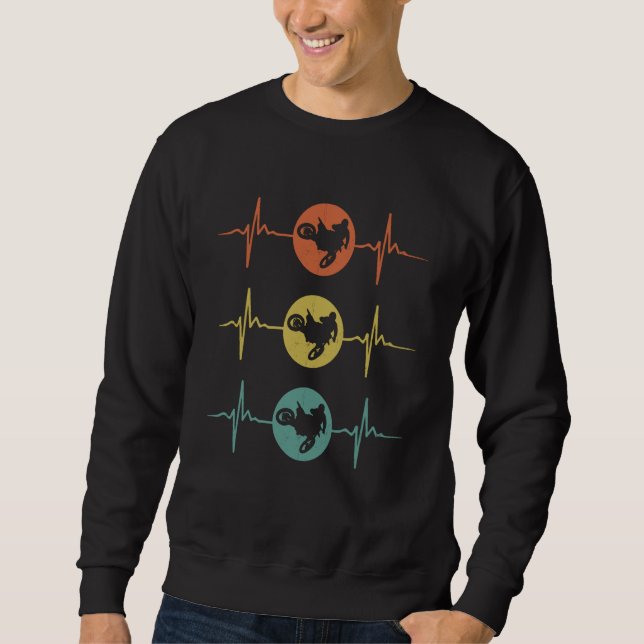 Vintage Heart Pulse Dirt Bike Rider Sweatshirt (Vorderseite)