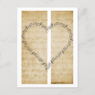Vintage Heart-Shaped Musiknotens Postkarte
