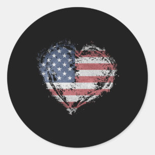 Vintage-Heart-Shirt Amerikanische Flagge USA Patri Runder Aufkleber