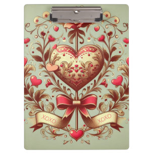 Vintage Heart Valentinstag xoxo  Klemmbrett