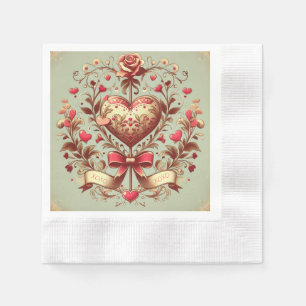 Vintage Heart Valentinstag xoxo Serviette