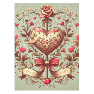 Vintage Heart Valentinstag xoxo Tischdecke