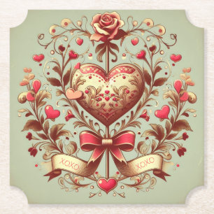 Vintage Heart Valentinstag xoxo  Untersetzer