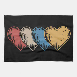 Vintage Hearts Cooles Retro Valentinstag Geschenk  Geschirrtuch