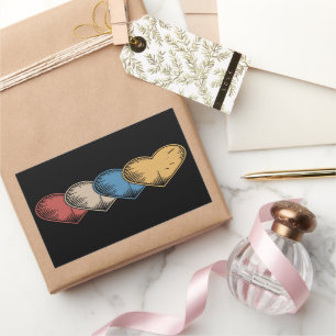Vintage Hearts Cooles Retro Valentinstag Geschenk Rechteckiger Aufkleber